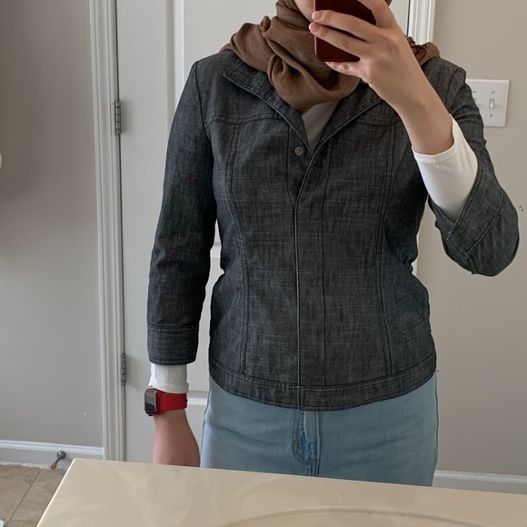 Dark Grey Patterned Blazer - Picture 8 of 17